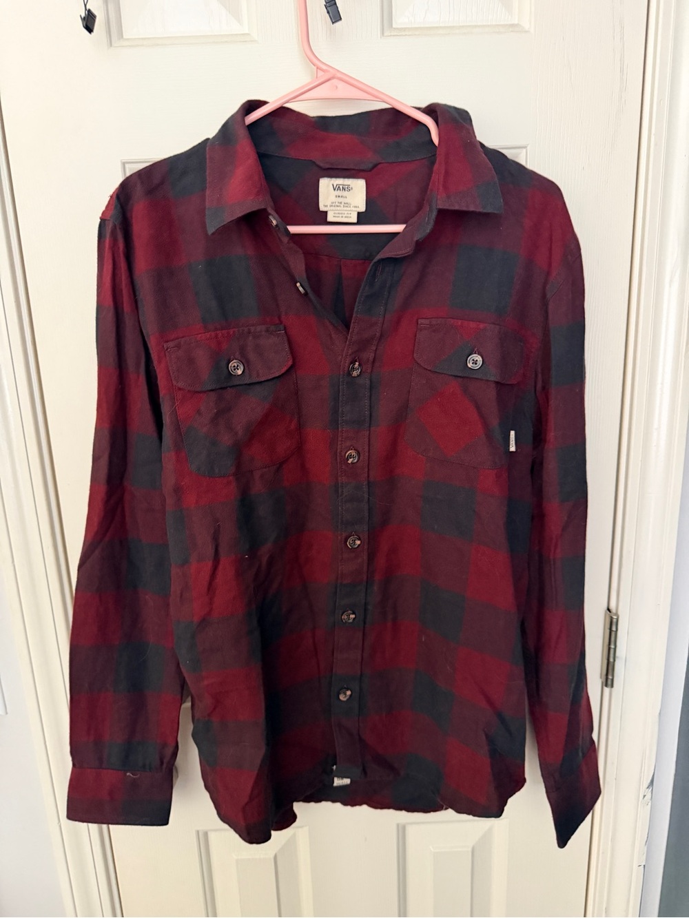 Vans Red and Black Plaid Button-Down Shirt